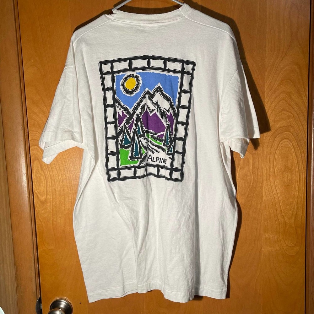 Vintage Cigarette Shirt Adult XL White Alpine Short Sleeve Single Stitch USA